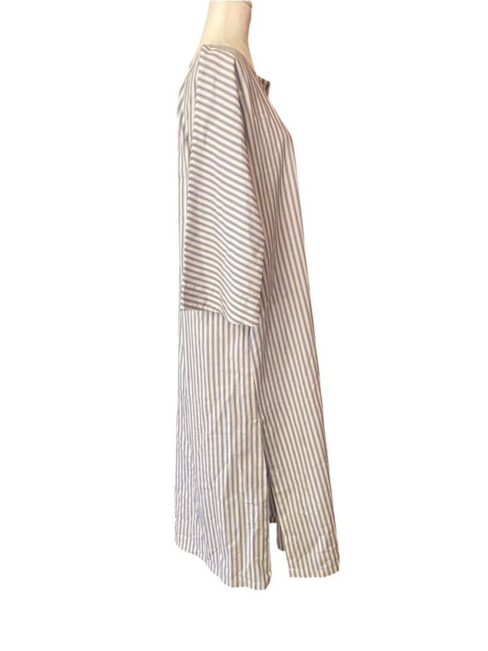 PETITE PLUME french ticking stripe cotton caftan SZ S Luxury Sleepwear - Picture 5 of 12
